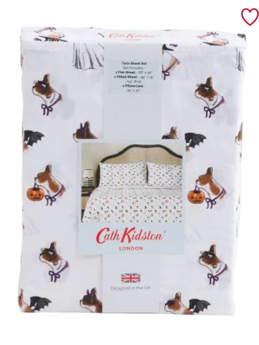 CUTE “Spooky Dog” TWIN Cath Kidston Sheet Set Halloween Pumpkin Cotton